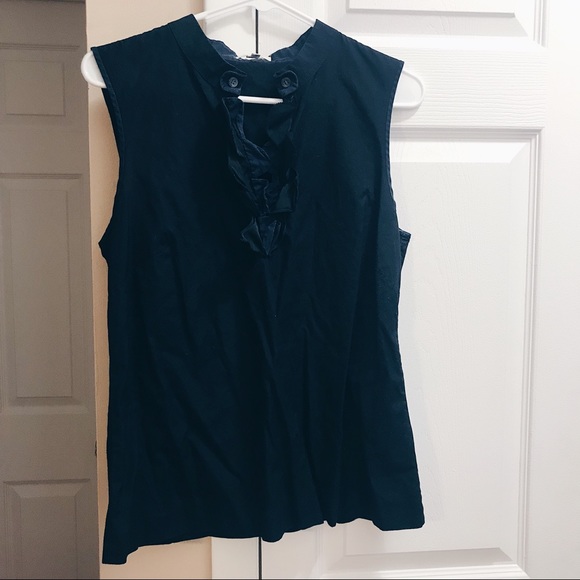 Navy j.crew top with ruffles - Picture 3 of 3